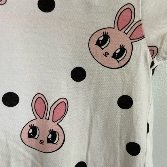 H&M White Dress with Black Polka Dots and Pink Bunny size 2-4T - Picture 3 of 4
